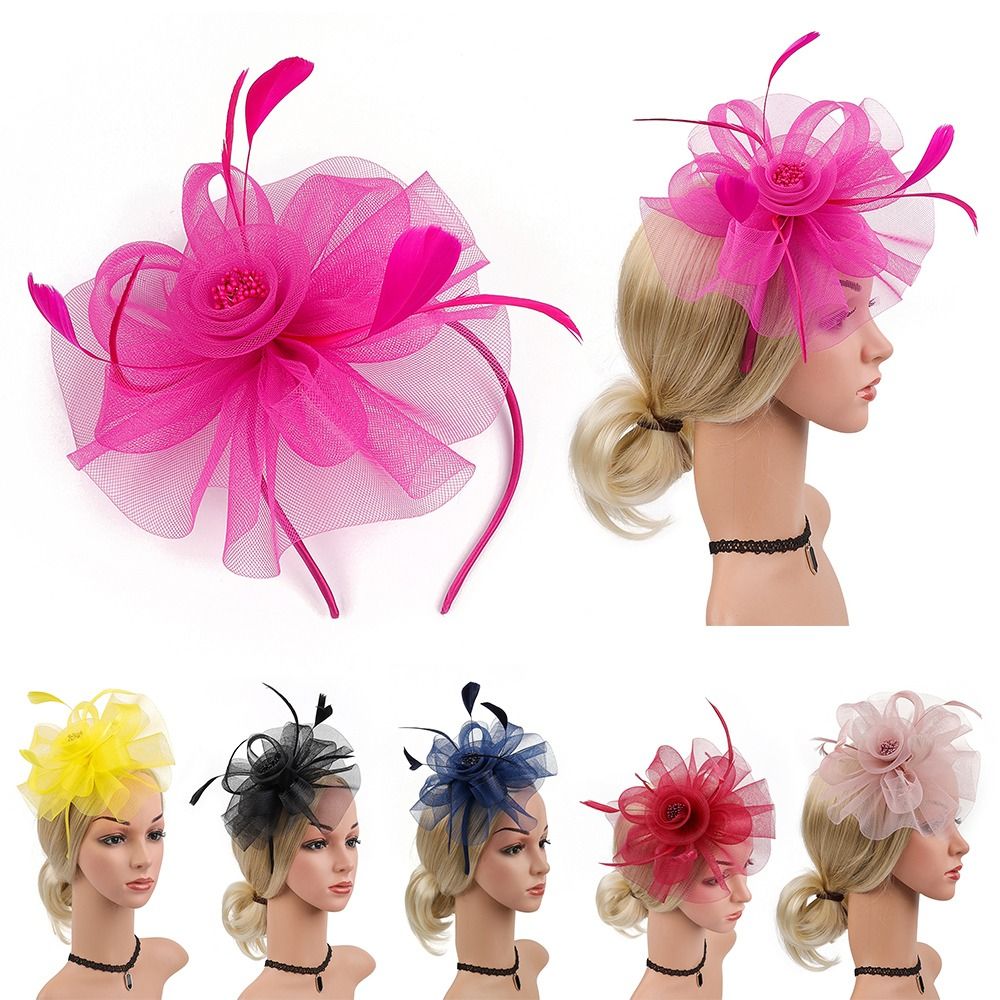 Women'S Fashion Kentucky Derby - 여성용 깃털 리본 매혹적인 모자, 빈티지