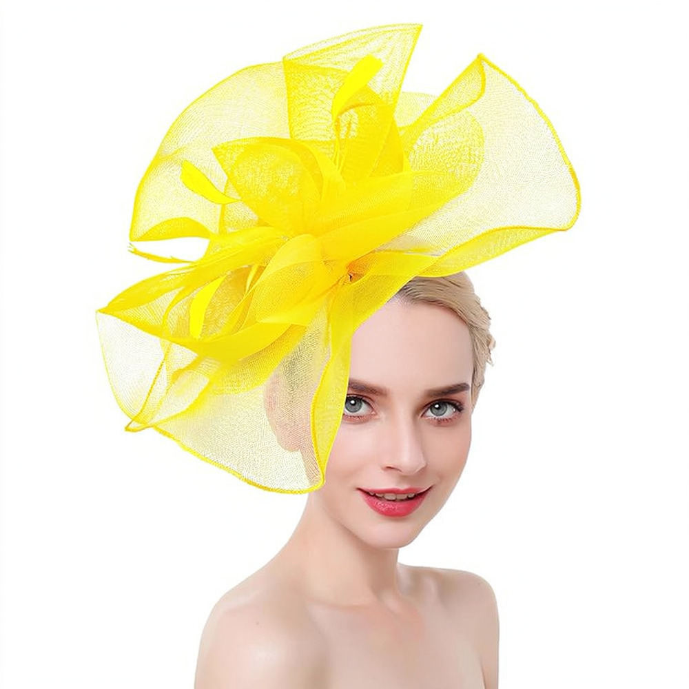 Women'S Fashion Kentucky Derby - 레트로 스타일의 망사 소재 깃털 장식