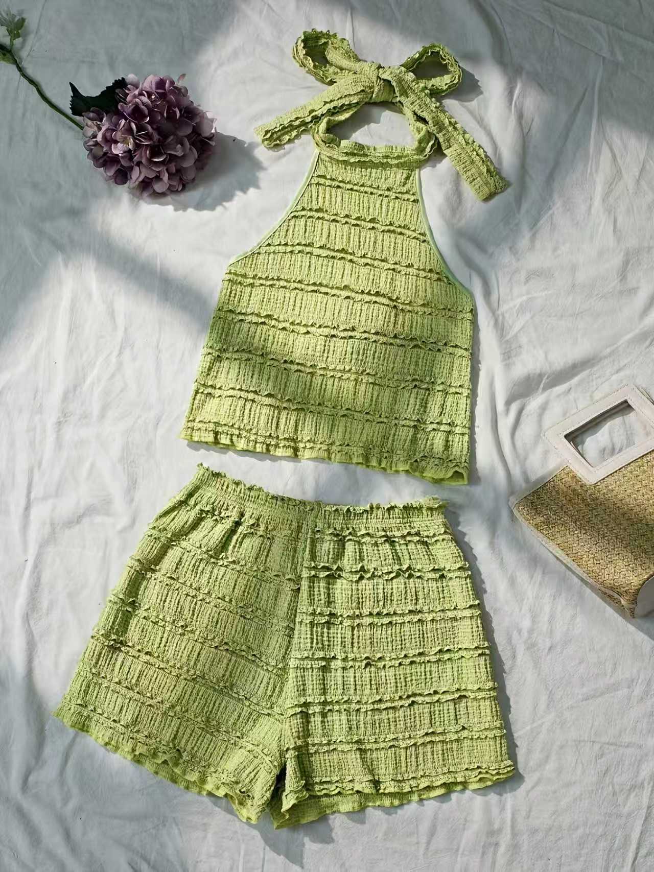 Lace Trim Cami - 여성 여름 유럽풍 미국풍 휴가 스타일