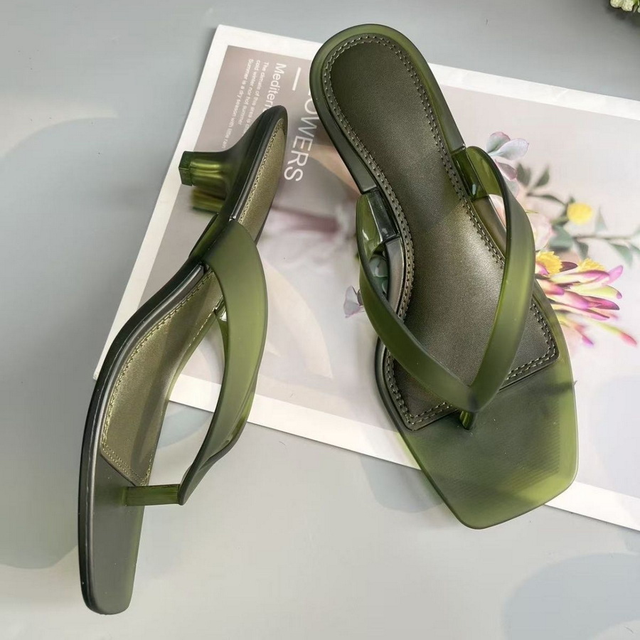 Women'S Fashion Korea - 한국 무광택 올리브 그린 PVC thong