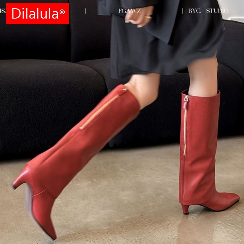 Women'S Fashion Knee High Boots - Dilalula 2026 리얼 양가죽 여성 무릎