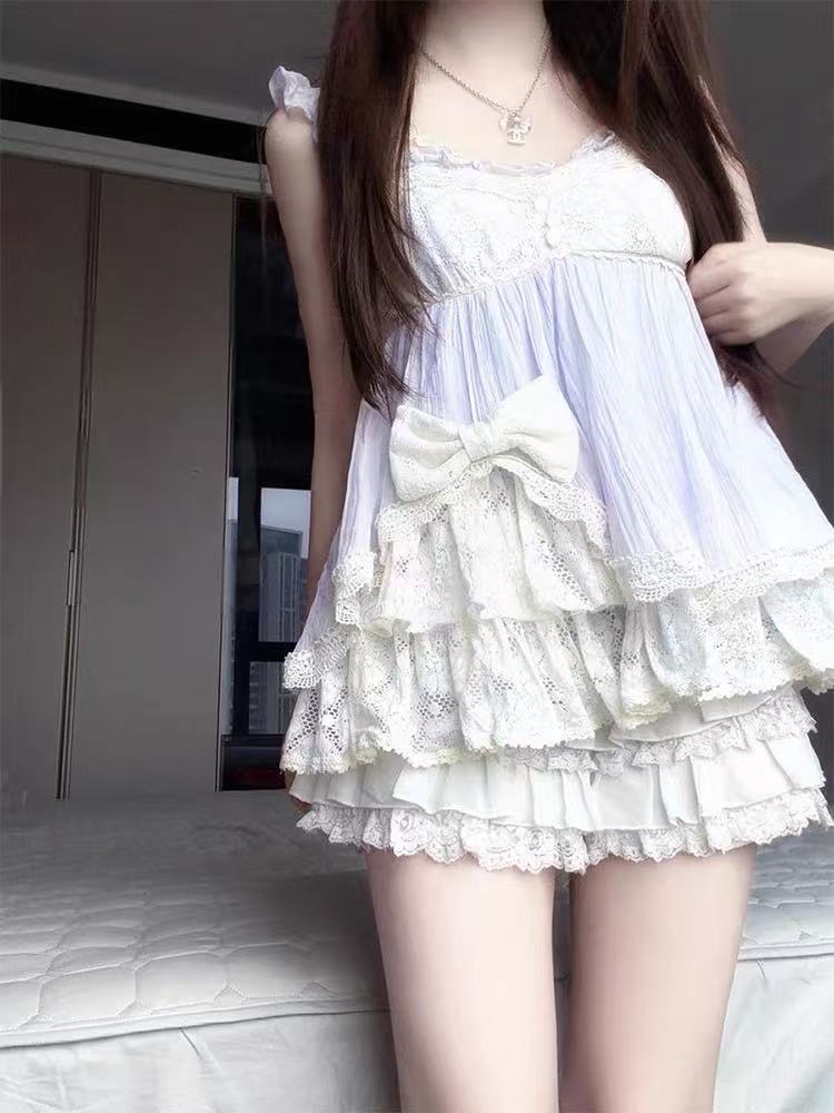 코켓 료상가타 돌코어 일본 빈티지 2피스 세트 여성용  - Lace Trim Cami 리뷰 및 가격