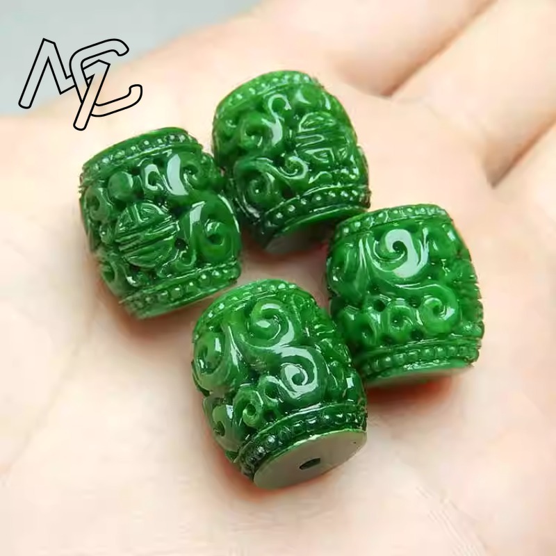 5pc 자연 녹색 옥 조각 구슬 DIY 팔찌 팔찌 매력 - Women'S Fashion Jewellery 리뷰 및 가격