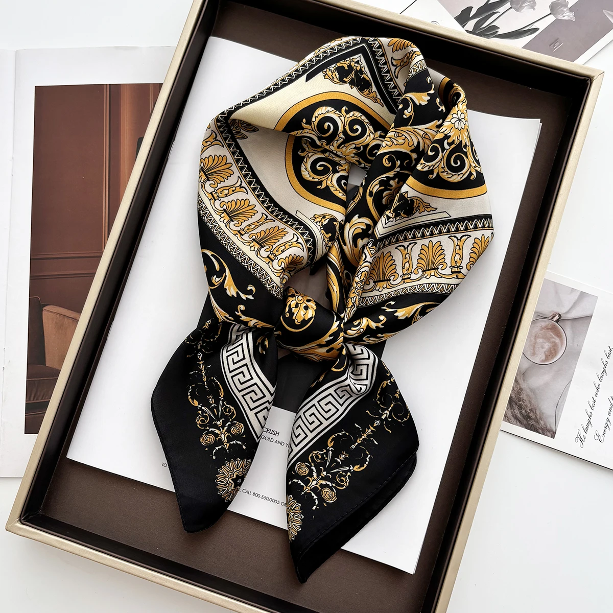 70cm 여성용 소프트 새틴 스퀘어 스카프 꽃 프린트  - Women Fashion Necktie 리뷰 및 가격