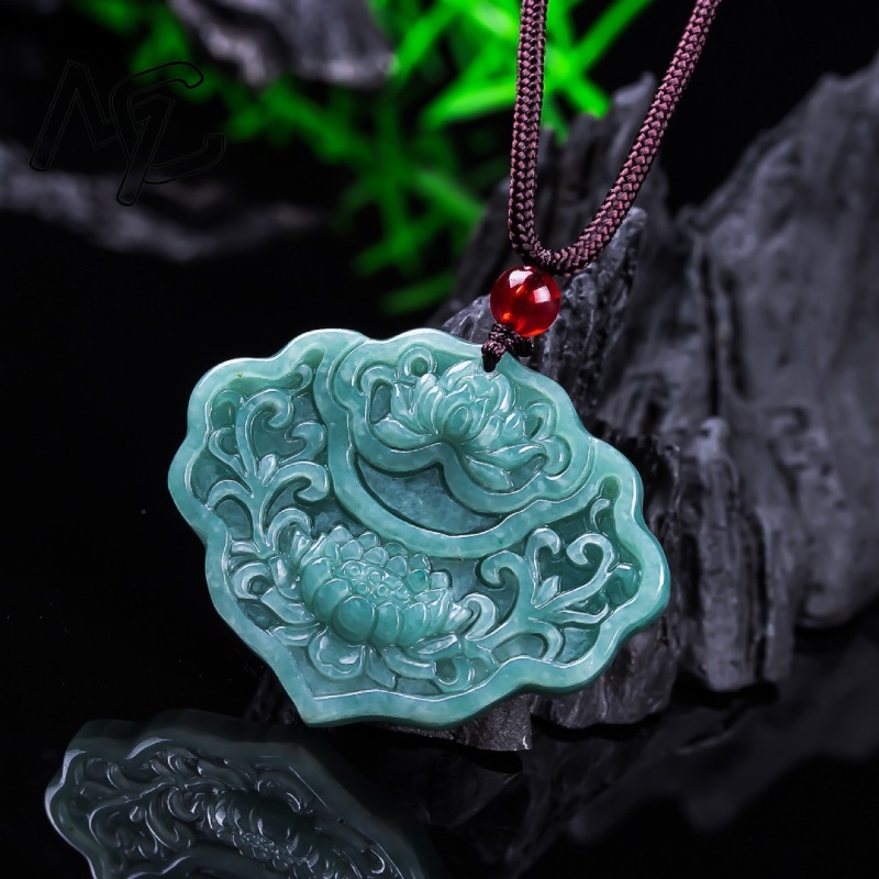 진짜 버마산 에메랄드 제이드 블루 워터 루이 연꽃 펜던 - Women'S Fashion Jewellery 리뷰 및 가격