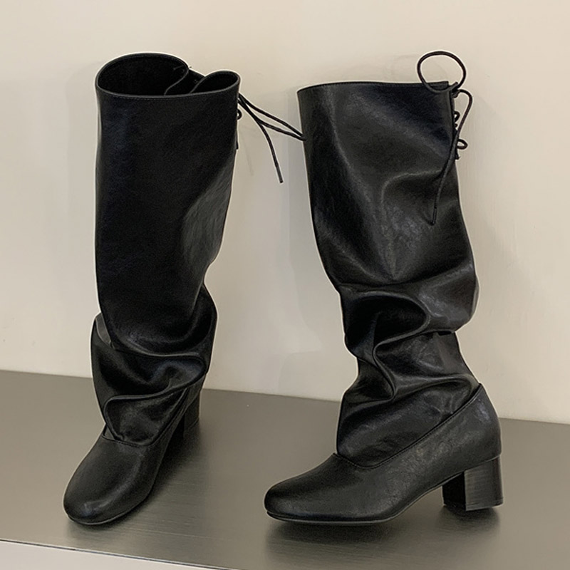2027 신상 겨울 패션 디자인 레이스업 라운드 토 니 - Women'S Fashion Knee High Boots 리뷰 및 가격