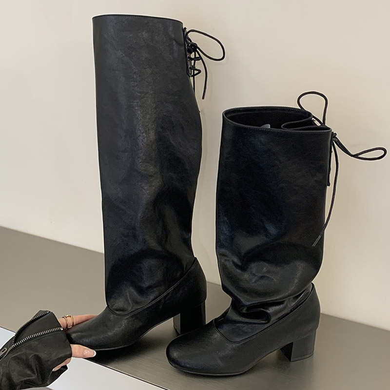 2027 신상 겨울 패션 디자인 레이스업 라운드 토 니 - Women'S Fashion Knee High Boots 리뷰 및 가격