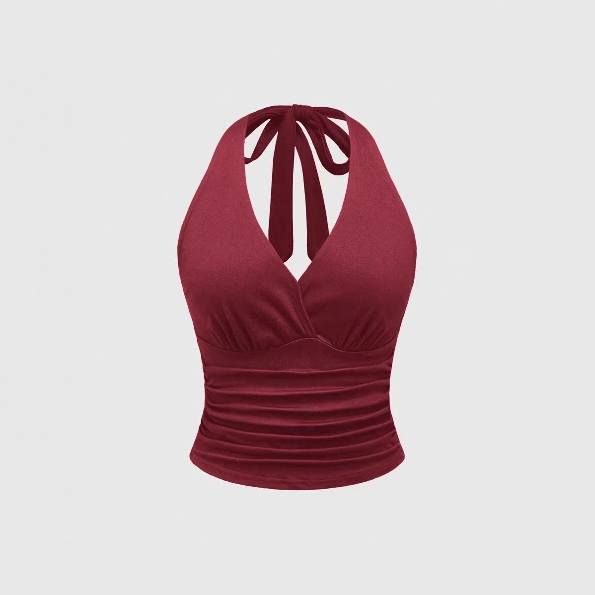 새로운 패션 홀터넥 탱크탑 섹시한 단색 슬림핏 민소매  - Women'S Fashion Vest Tops 리뷰 및 가격