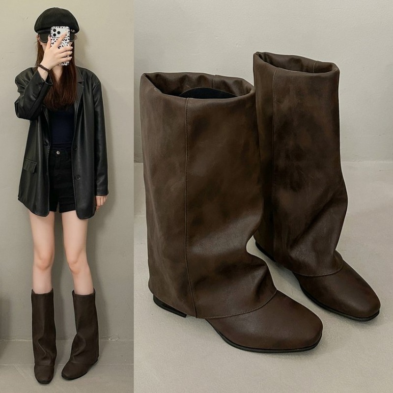 2026 뉴 스퀘어 헤드 빈티지 패션 부츠 여성용, 루 - Women'S Fashion Knee High Boots 리뷰 및 가격