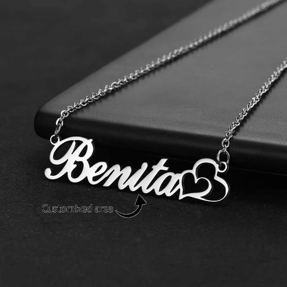 개인화 된 더블 하트 맞춤 이름 목걸이 스테인레스 스틸 - Women Fashion Names 리뷰 및 가격
