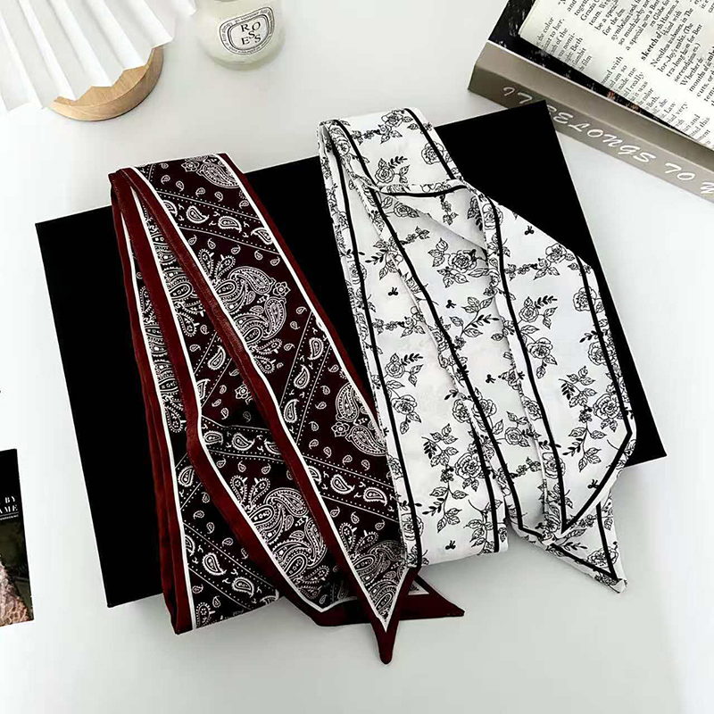 럭셔리 패션 여성용 스키니 실크 스카프 롱 헤어 스트립 - Women Fashion Necktie 리뷰 및 가격