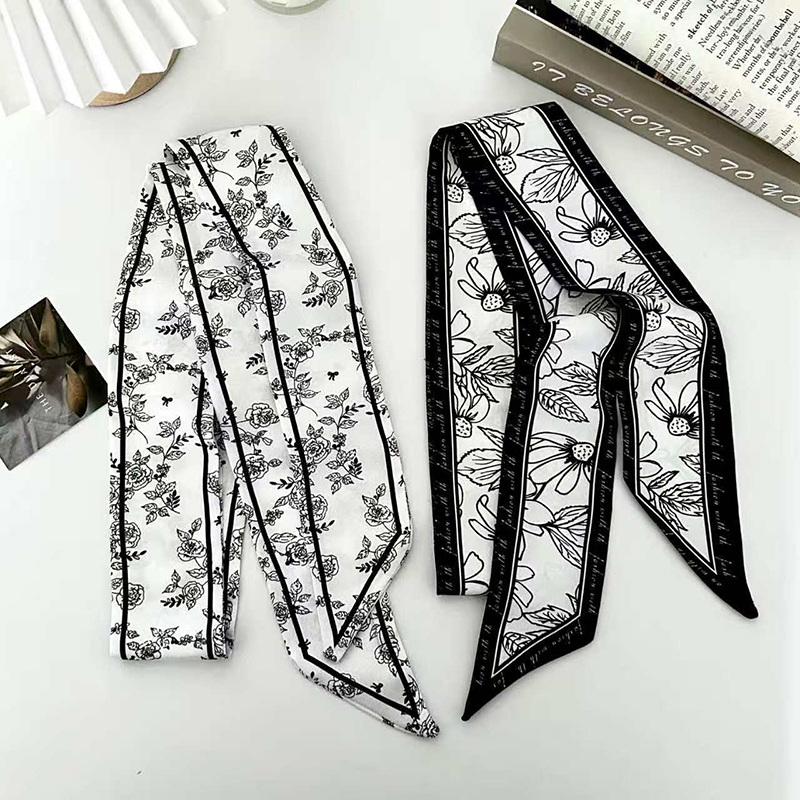 럭셔리 패션 여성용 스키니 실크 스카프 롱 헤어 스트립 - Women Fashion Necktie 리뷰 및 가격